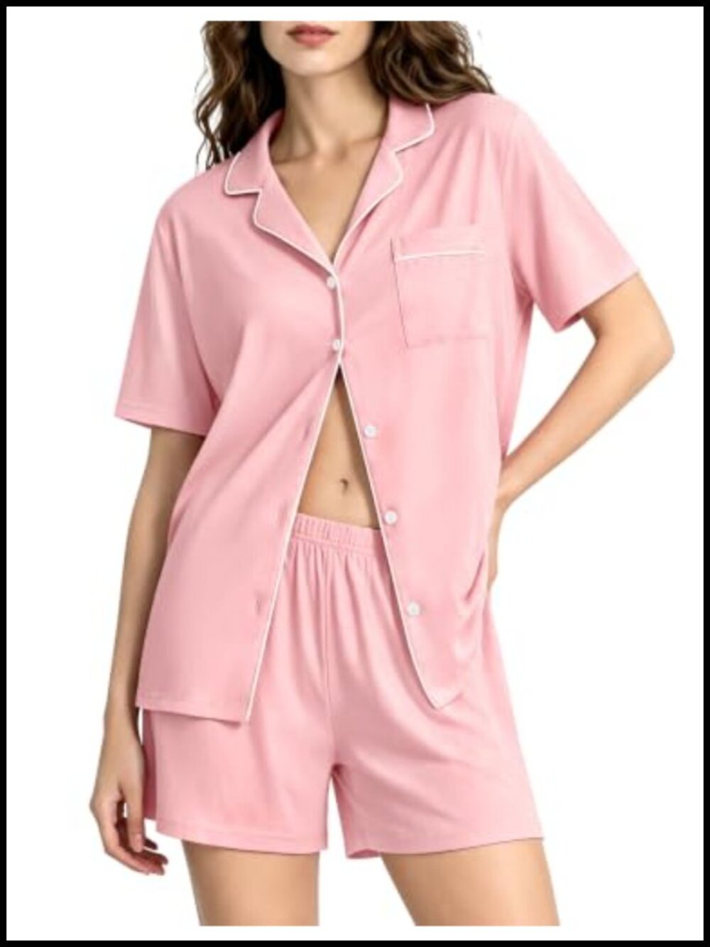 100% Cotton Pajama Set 2 Piece Button Down Notch Collar Sleepwear